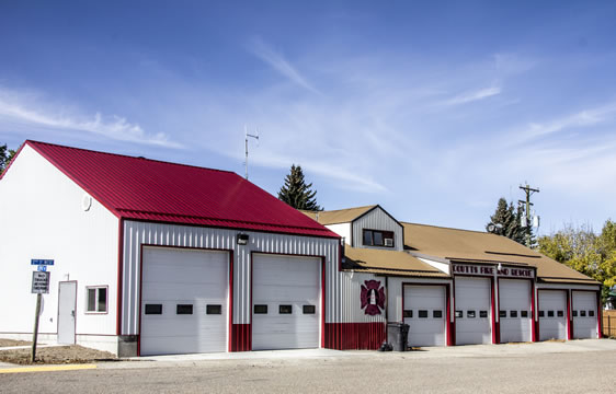 Coutts Firehall and emergency response vehicle center.